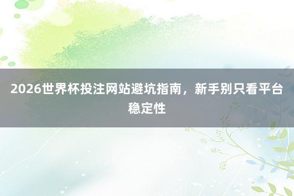 2026世界杯投注网站避坑指南，新手别只看平台稳定性