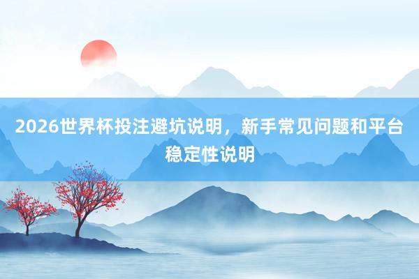 2026世界杯投注避坑说明，新手常见问题和平台稳定性说明