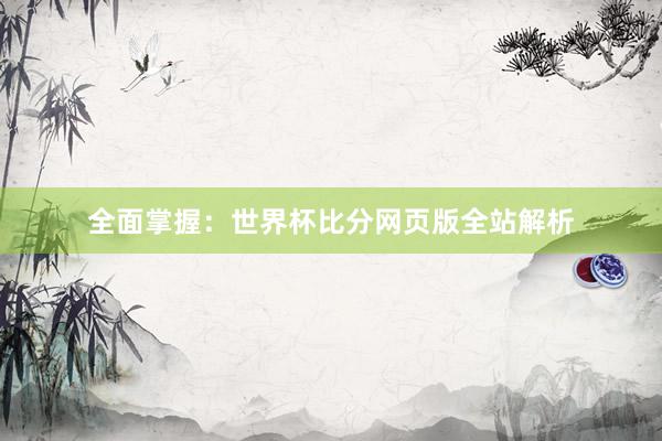 全面掌握:世界杯比分网页版全站解析